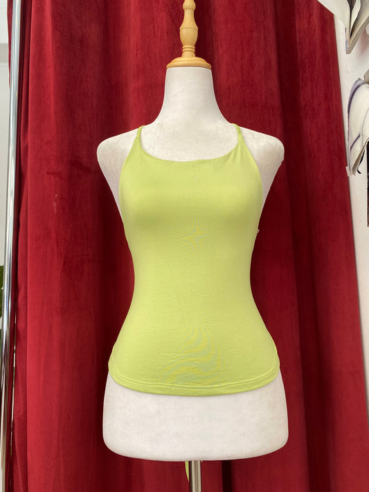 Open back light green top