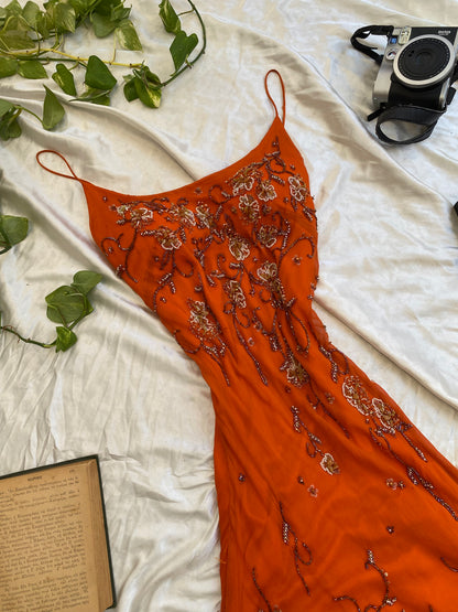 100% silk sunset handbeaded gown 🏵️