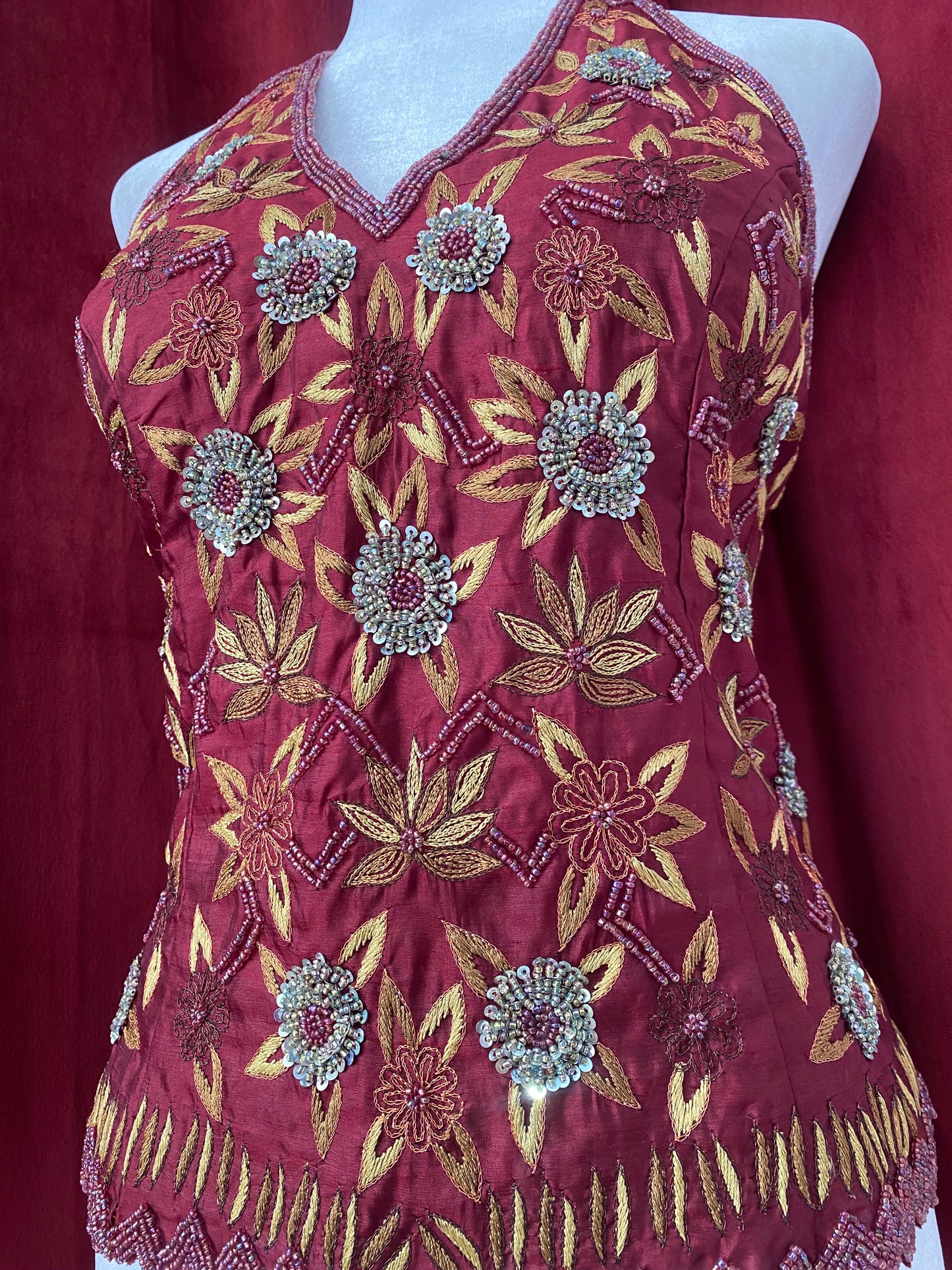 100% silk handbeaded lace up corset ❤️