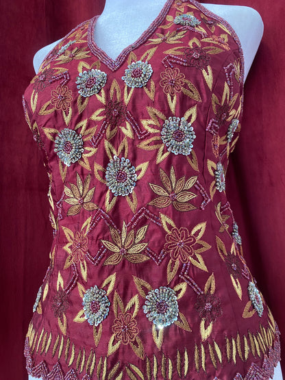 100% silk handbeaded lace up corset ❤️