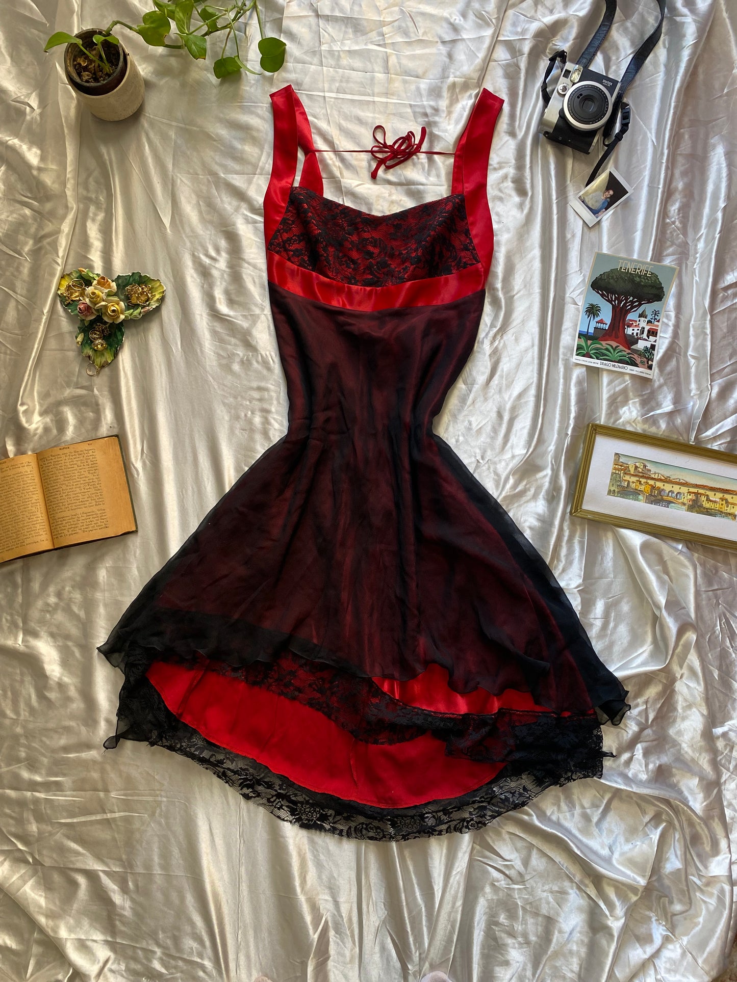 Red openback midi dress