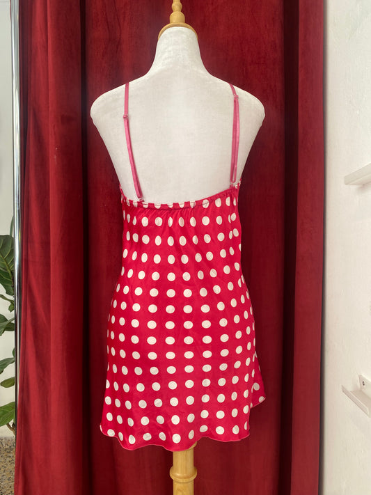 Pink satin polka dot top