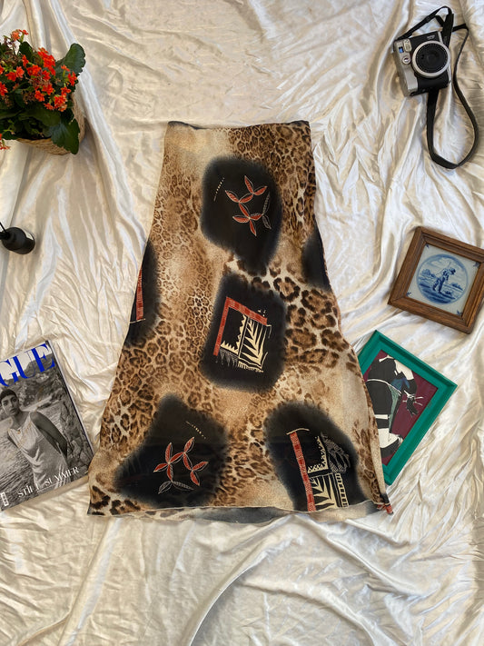 Maxi multicoloured leopard skirt