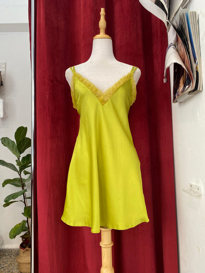 Satin green top/ short dress