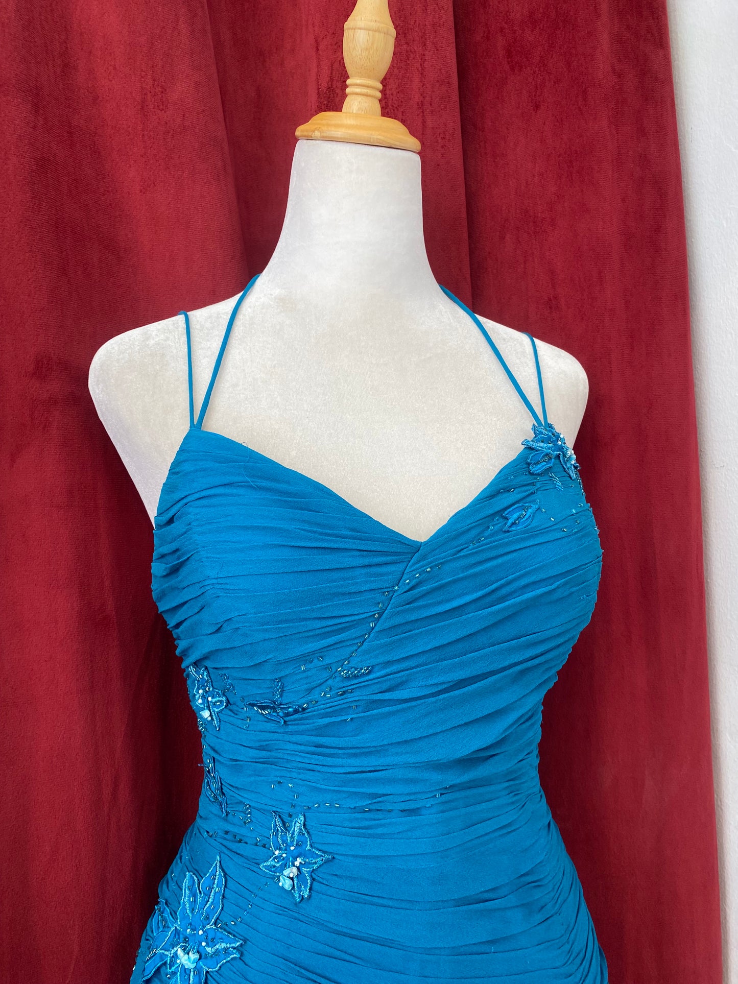 Azure blue chiffon gown