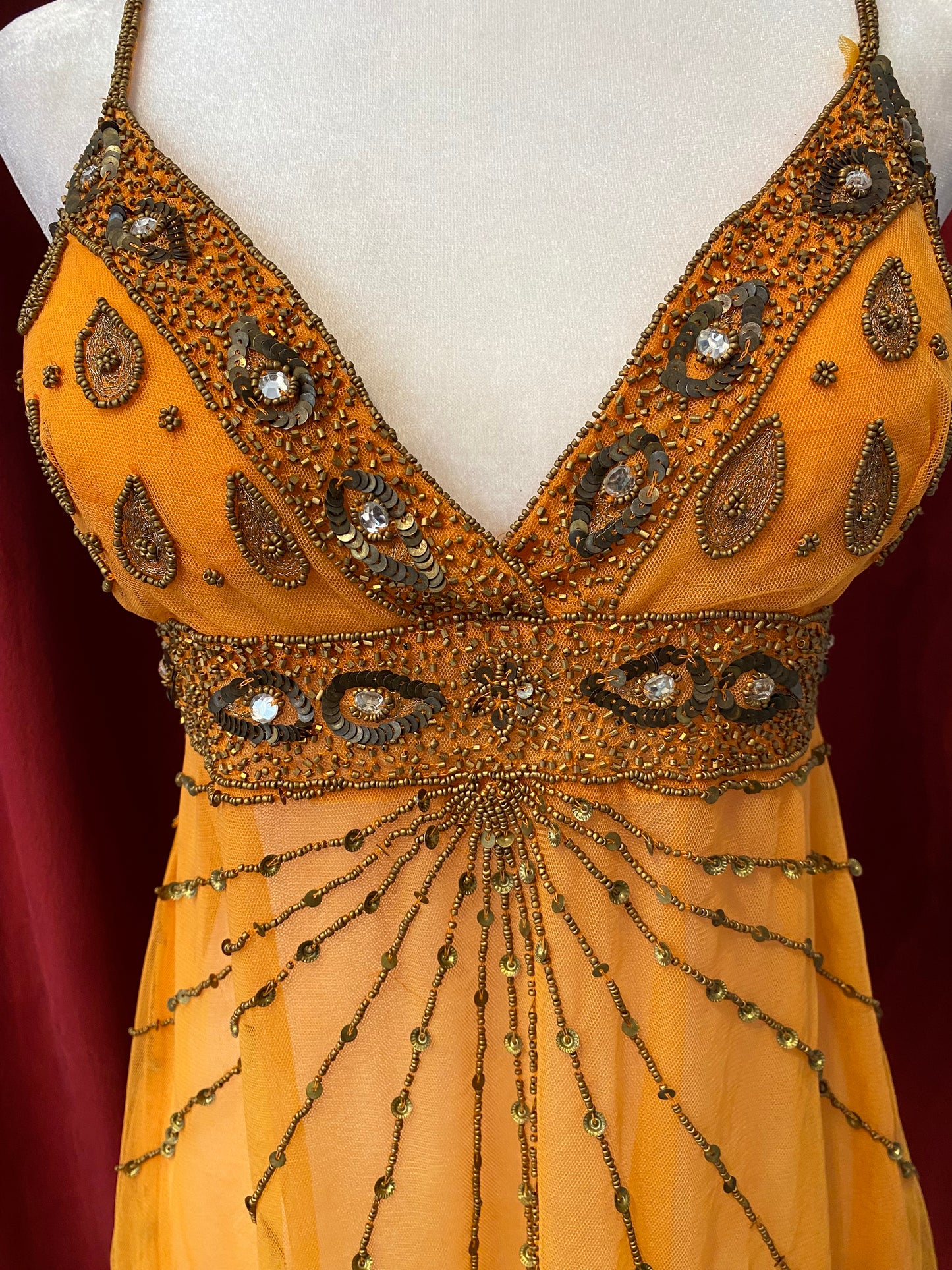 100% silk brand new orange handbeaded summer top 🧡