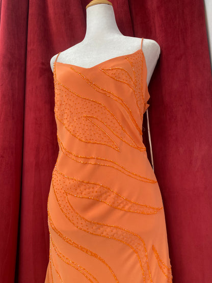 Tangerine handbeaded gown