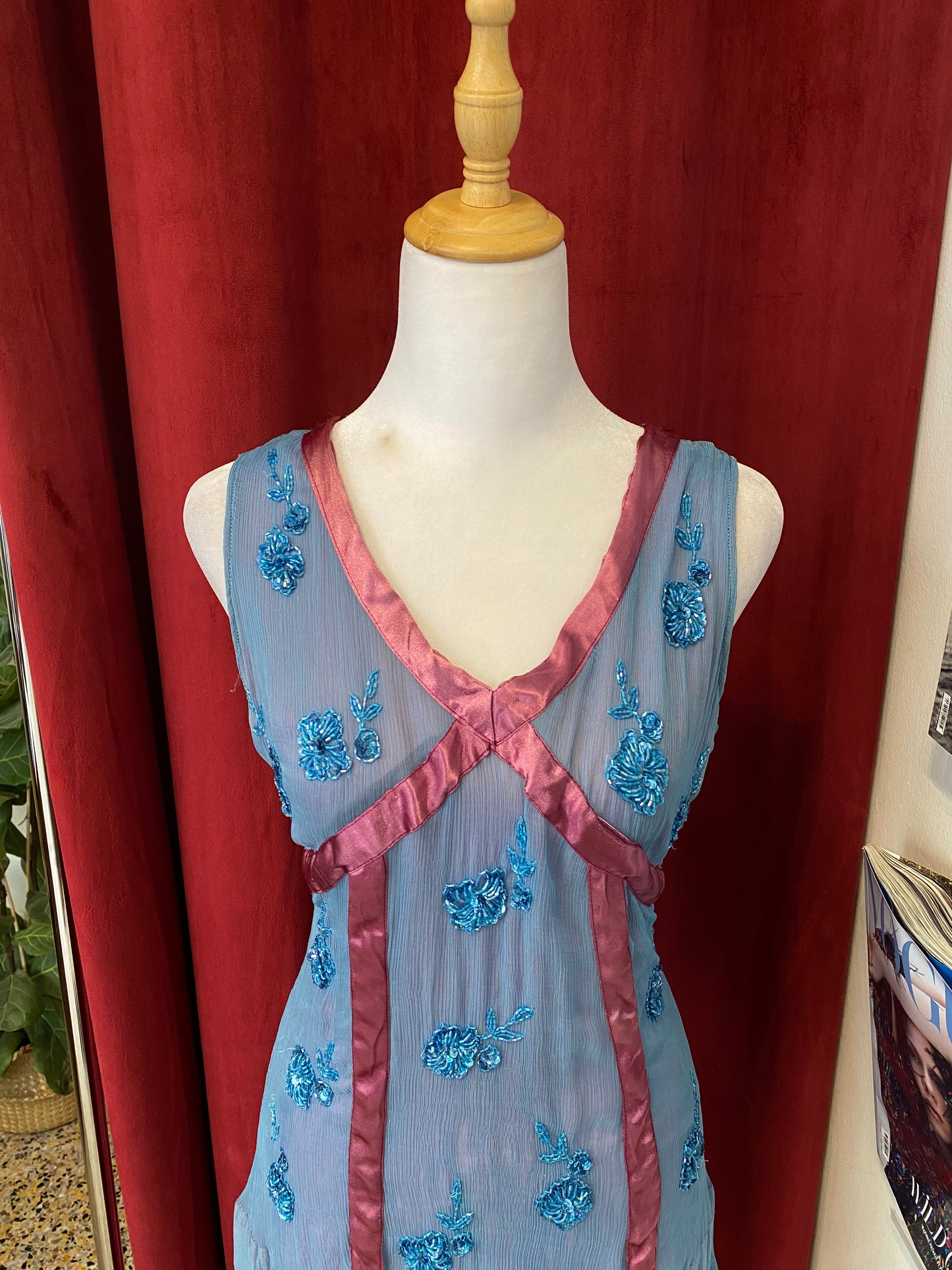 100% silk all over handbeaded dress