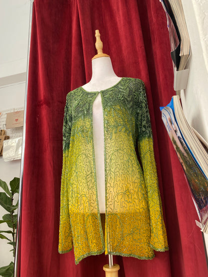 100% silk handbeaded luxurious cardigan 💚