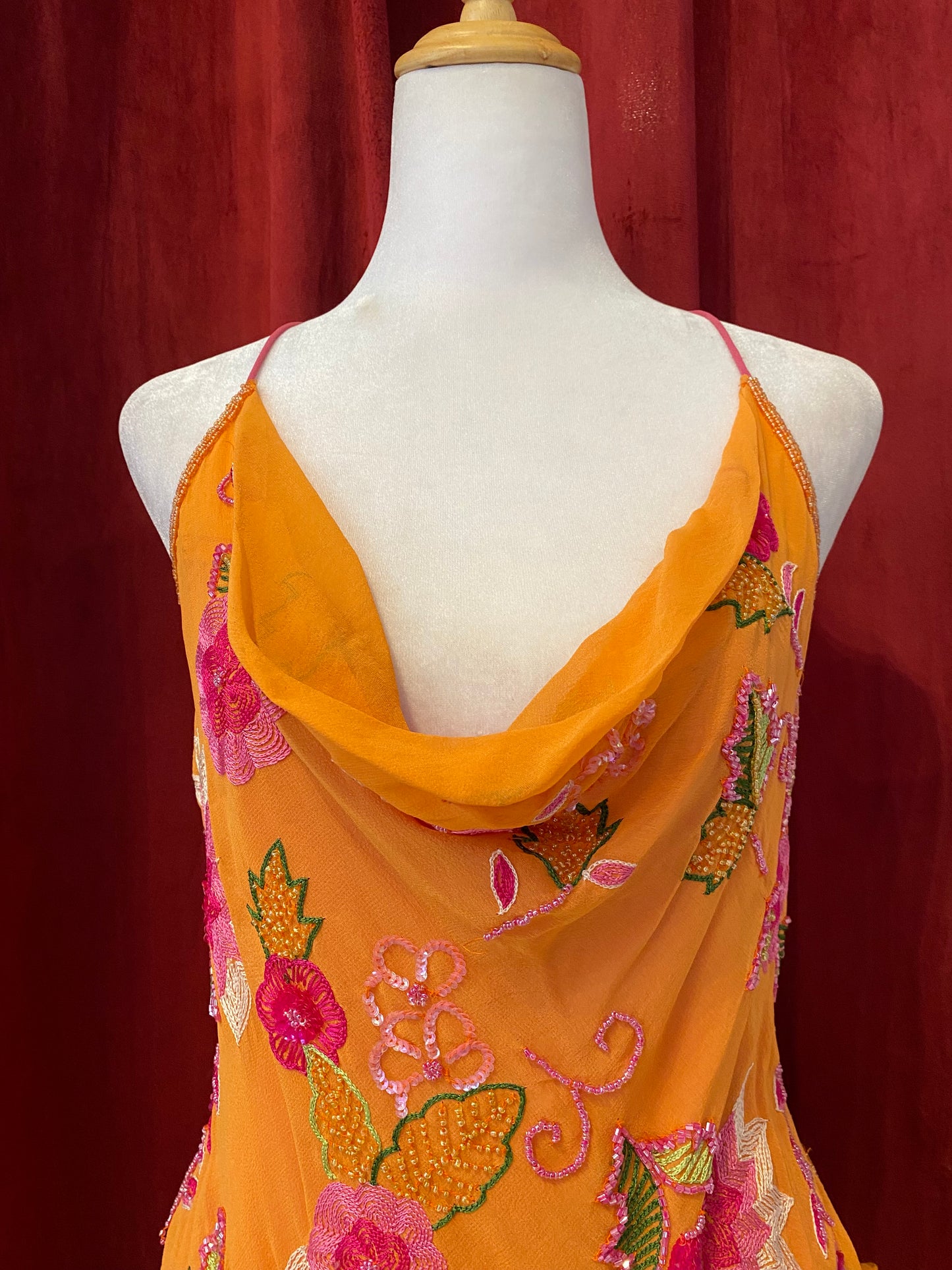 100% silk brand new orange handbeaded top 🧡