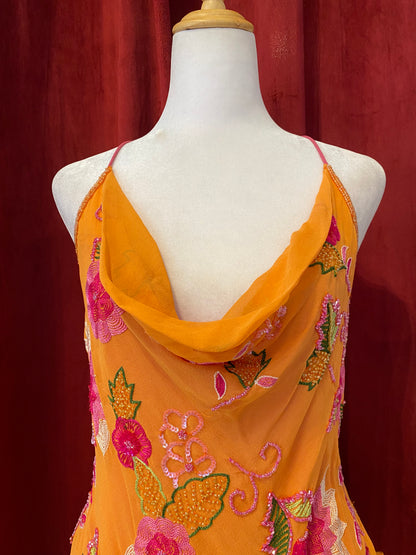 100% silk brand new orange handbeaded top 🧡