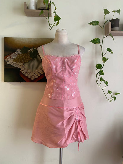 Y2K light pink organza set