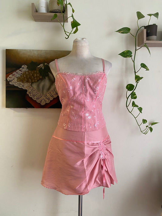 Y2K light pink organza set