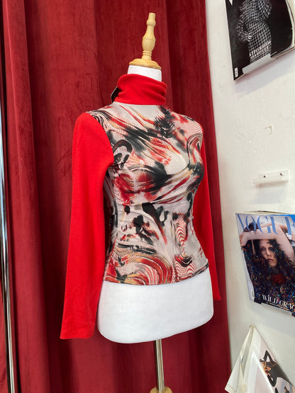 Brand new multicoloured turtleneck with red details