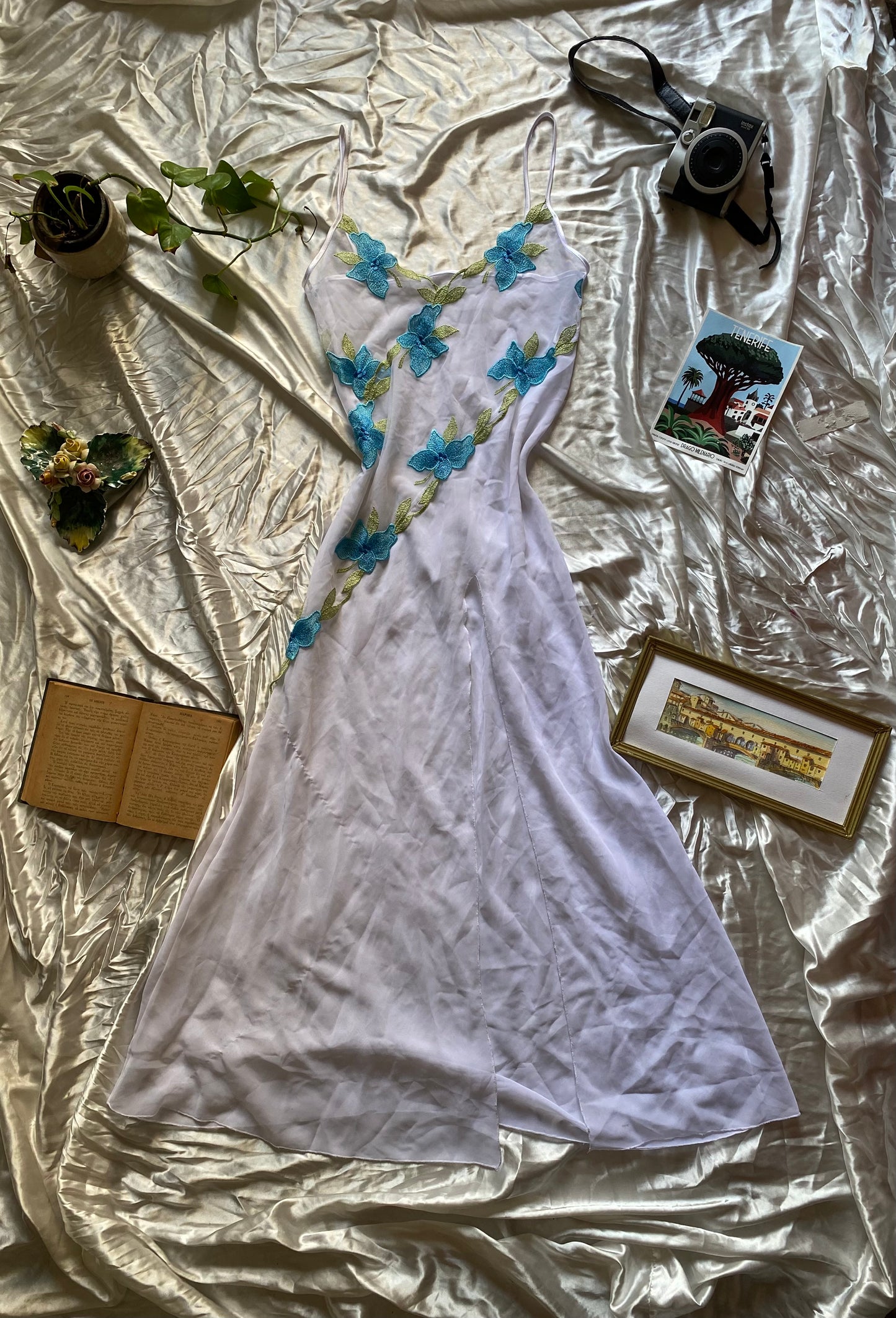 See through dress with floral details