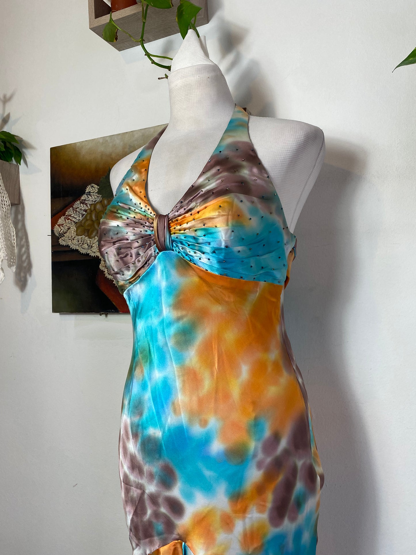 Multicoloured brand new handbeaded gown