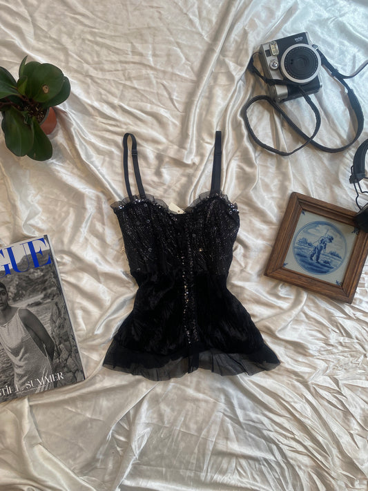 Brand new velvet top with sequin details