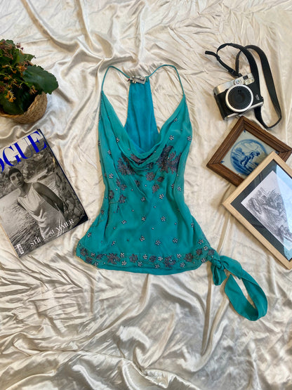 100% silk brand new aftershock blue summer top 💙