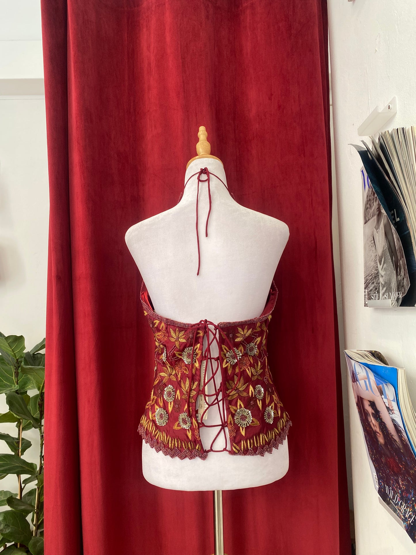 100% silk handbeaded lace up corset ❤️