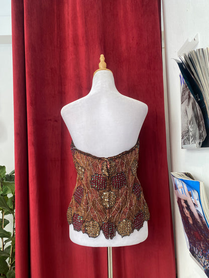 100% silk handbeaded corset ✨