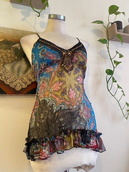 Silk based brand new multicoloured top