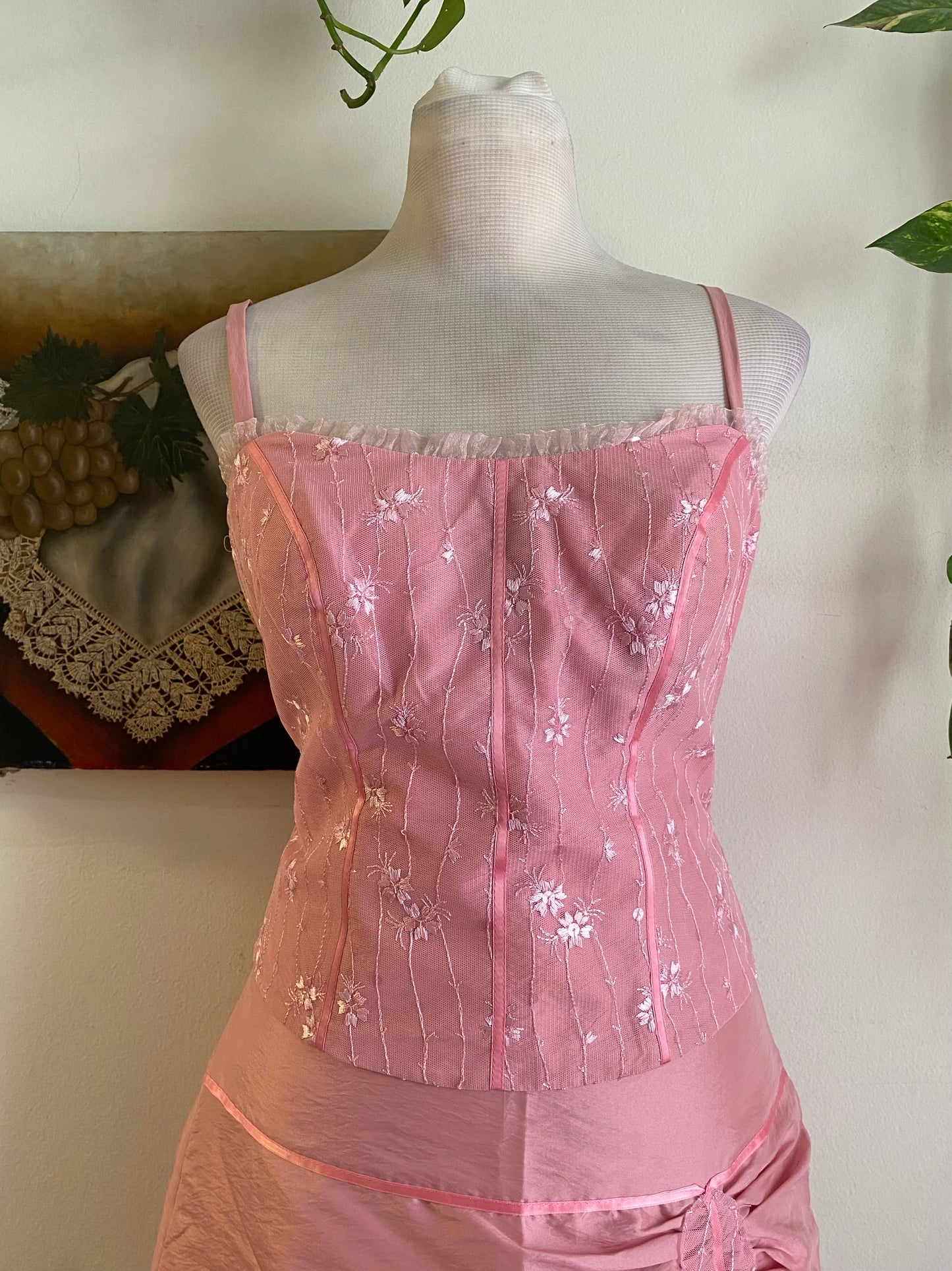 Y2K light pink organza set
