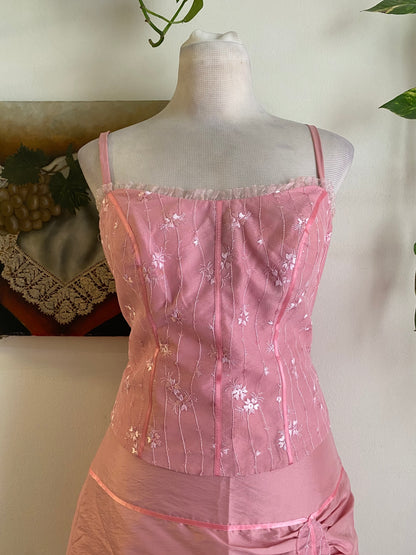 Y2K light pink organza set