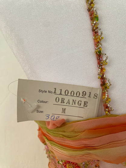 100% silk brand new sunset gown with handbeaded details