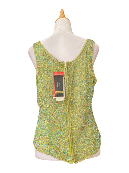 100% silk handbeaded green top 🧚