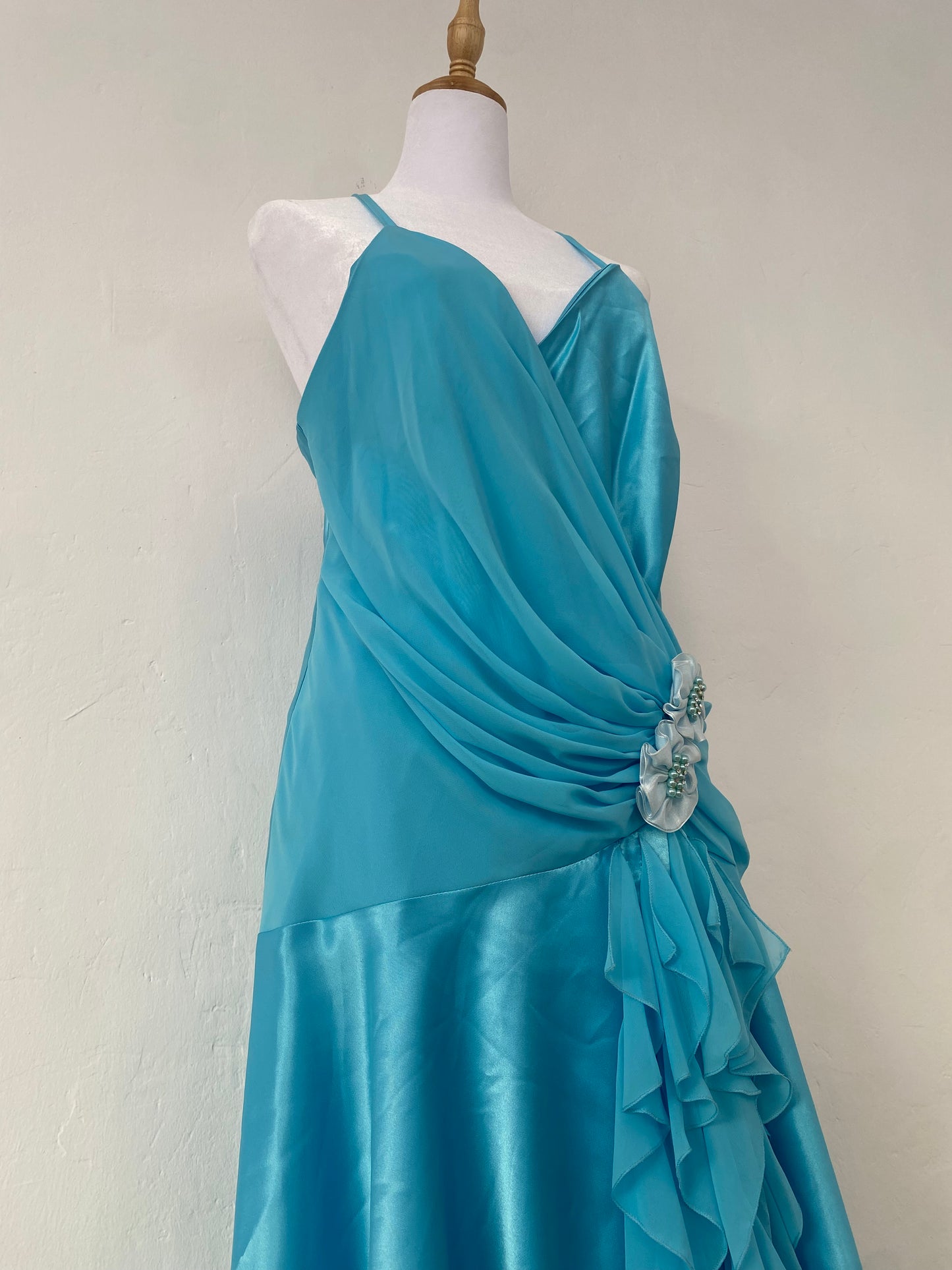 Brand new ethereal blue satin dress