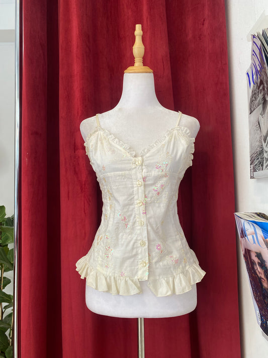 Linen sequin white top 🤍