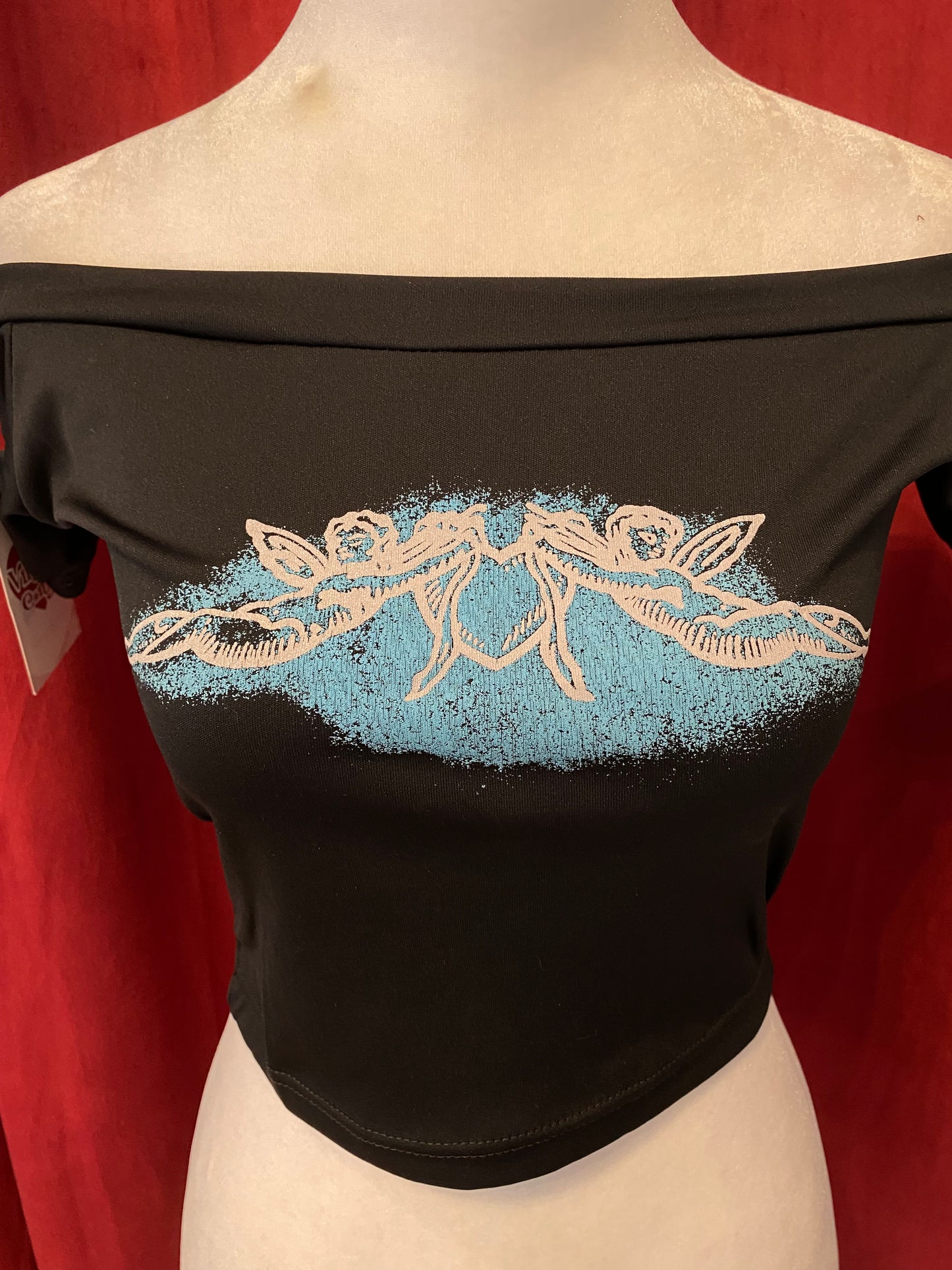 Y2K brand new off the shoulder “angel” crop top