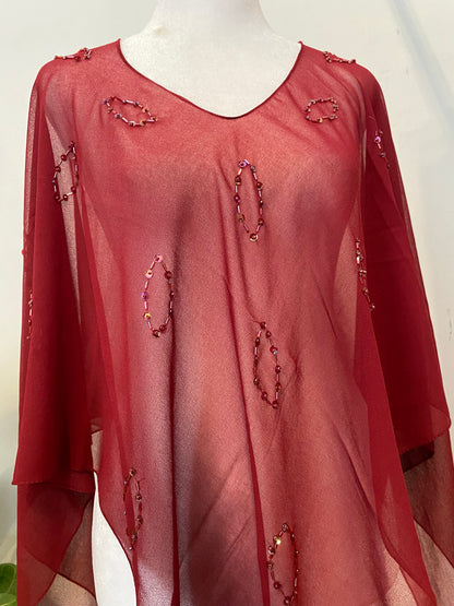 Brand new burgundy poncho  worth sequin details