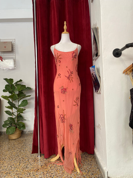 100% silk brand new pink sequin gown with open back 💐