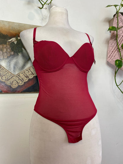 Brand new red 80B bodysuit with open back