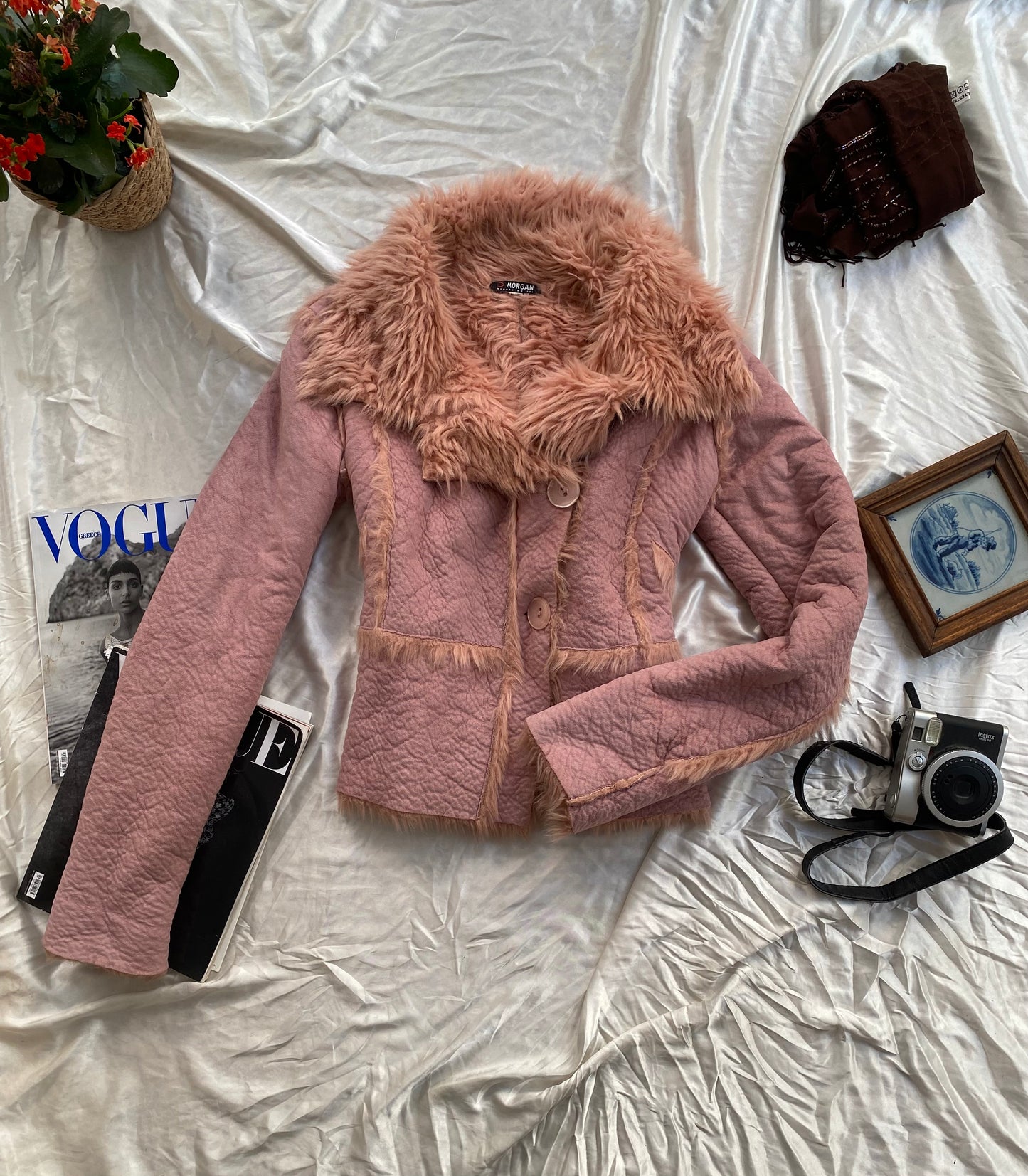 Morgan de toi short pink Afghan coat