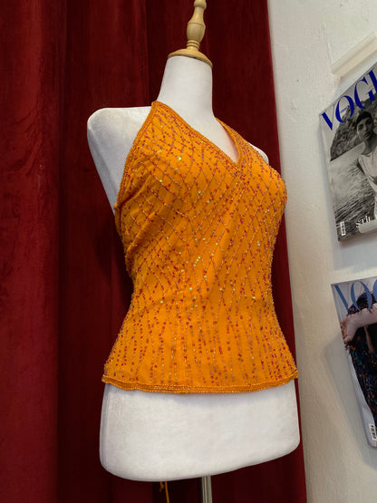 100% silk brand new orange corset with open back 🧡