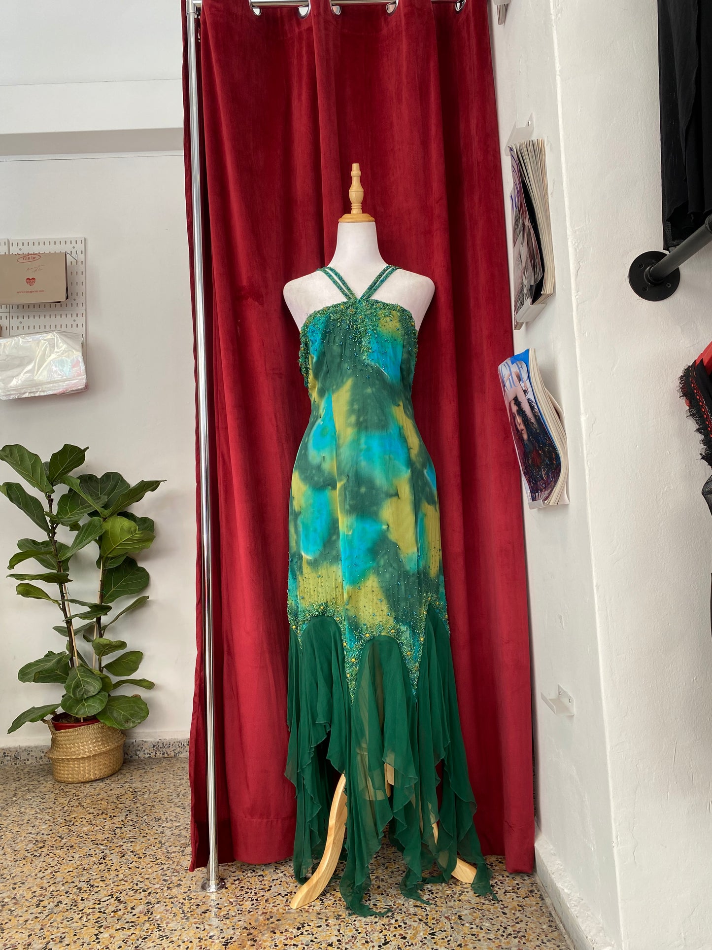 100% silk mermaid handbeaded gown 🧜