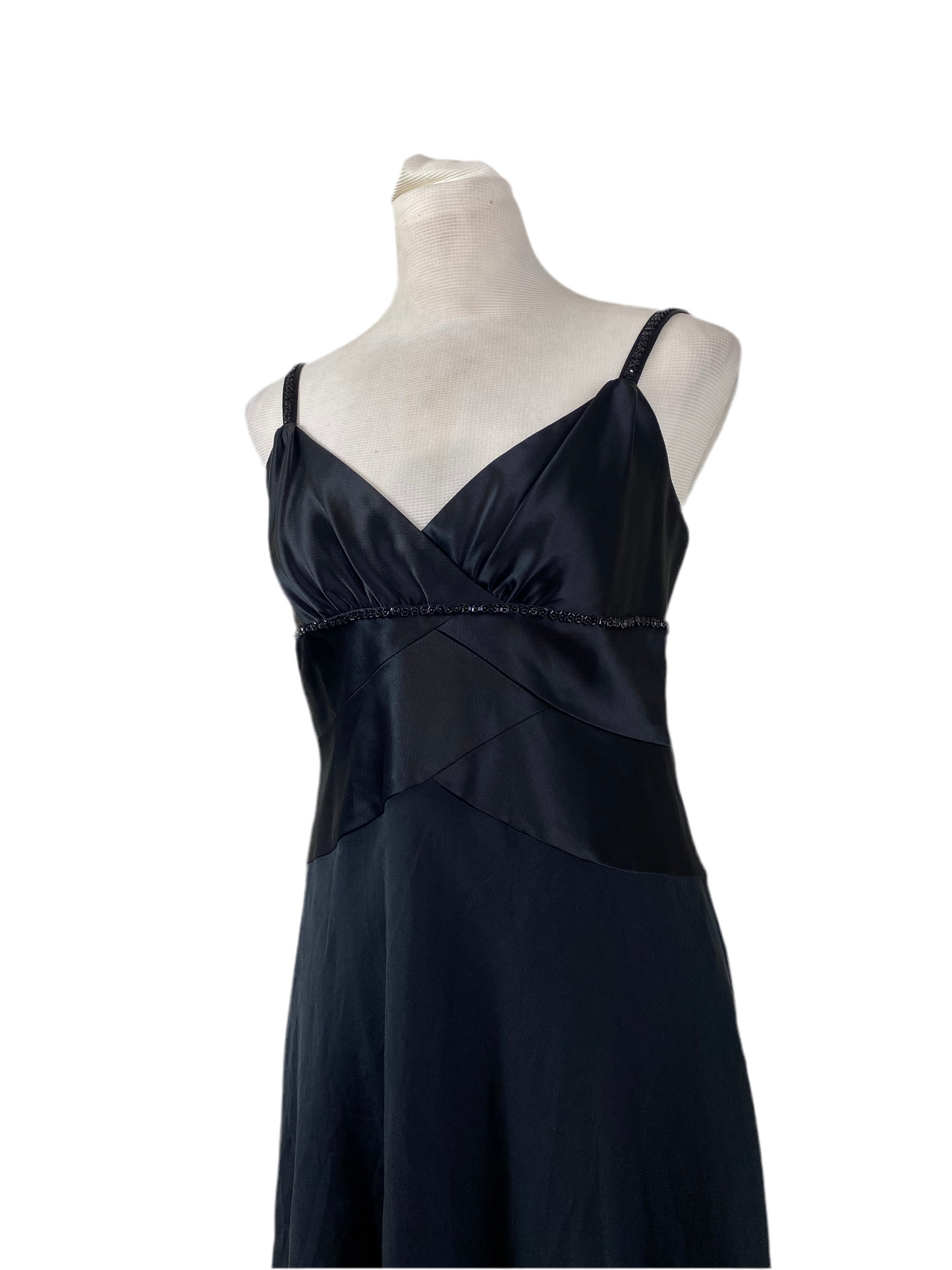 Black midi gown with sequin details