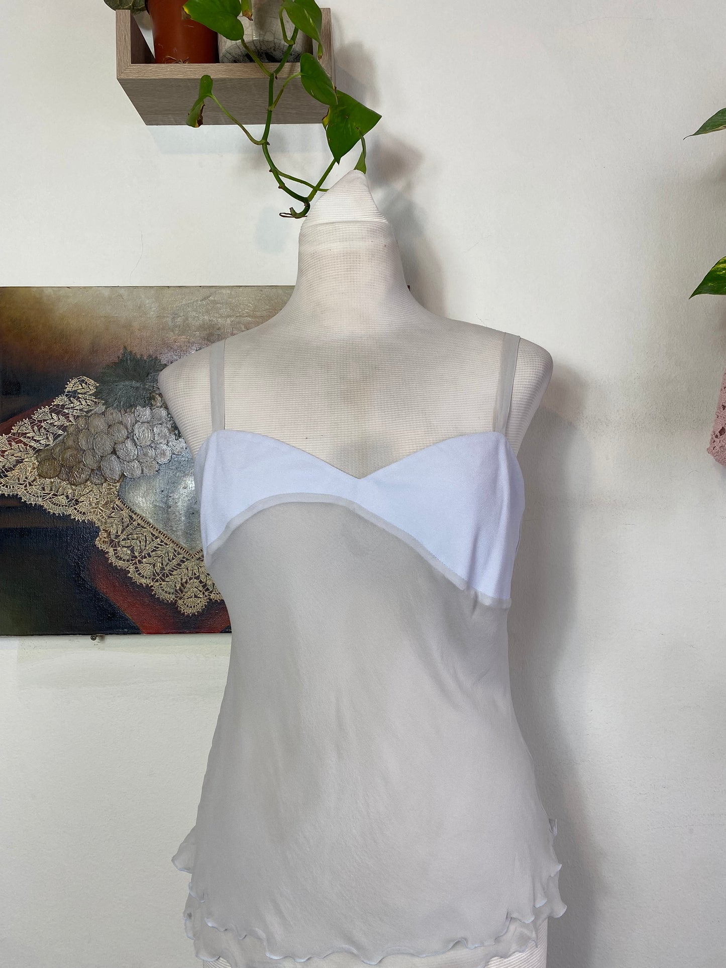 100% silk light grey top