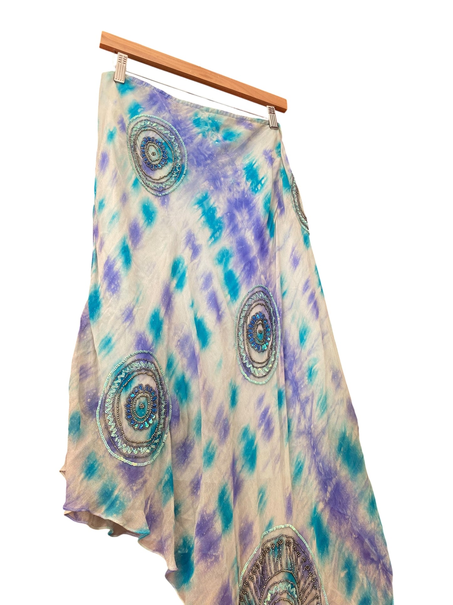 100% silk aftershock blue skirt