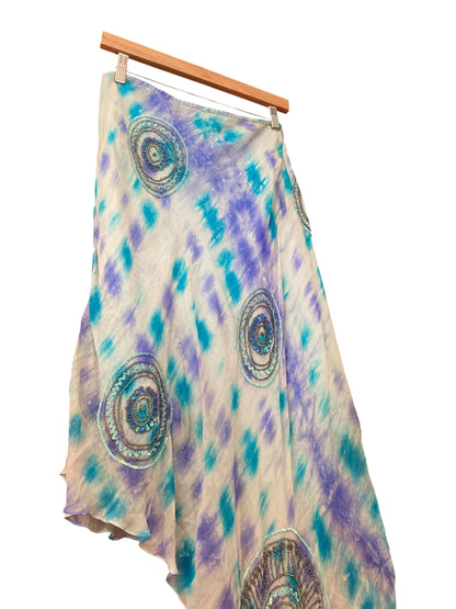 100% silk aftershock blue skirt