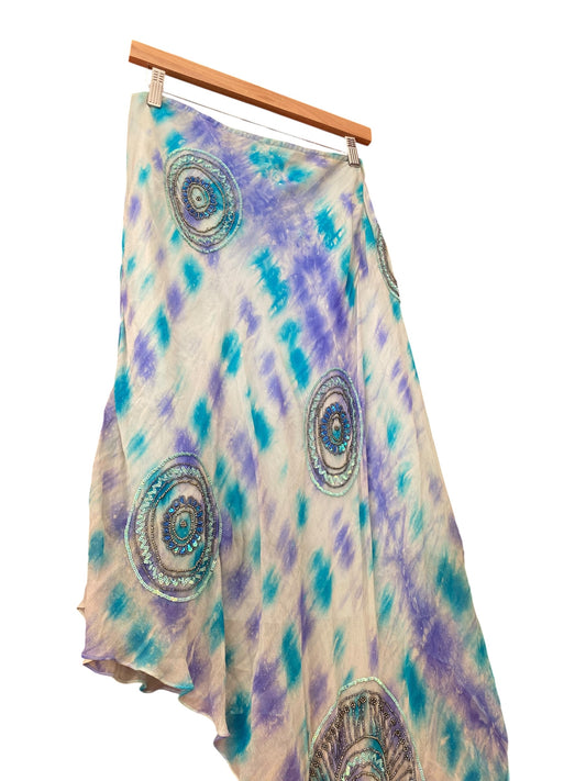 100% silk aftershock blue skirt