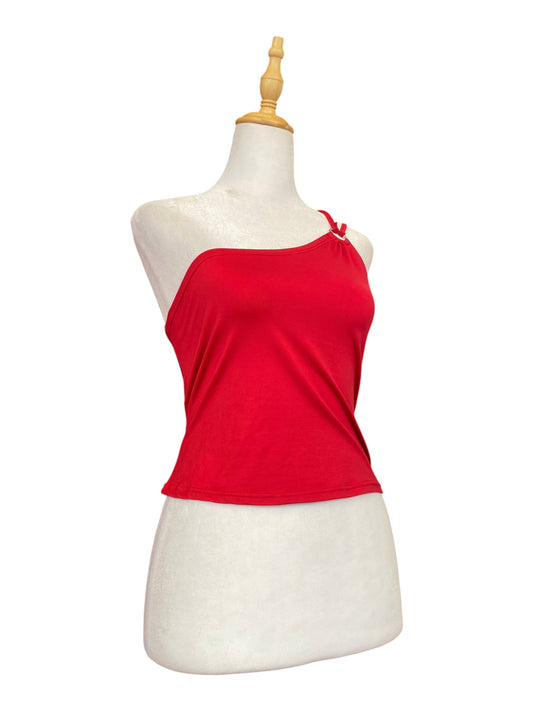 Hot red one shoulder crop top