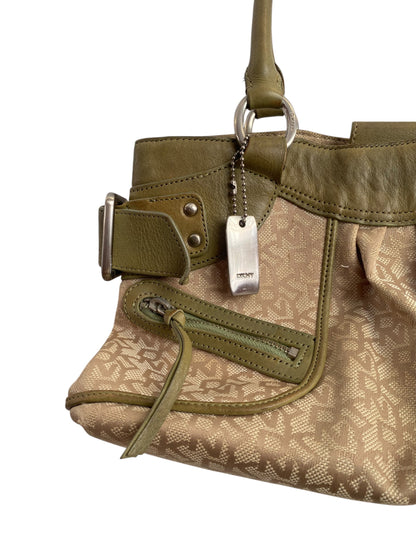 DNKY Green leather canvas bag