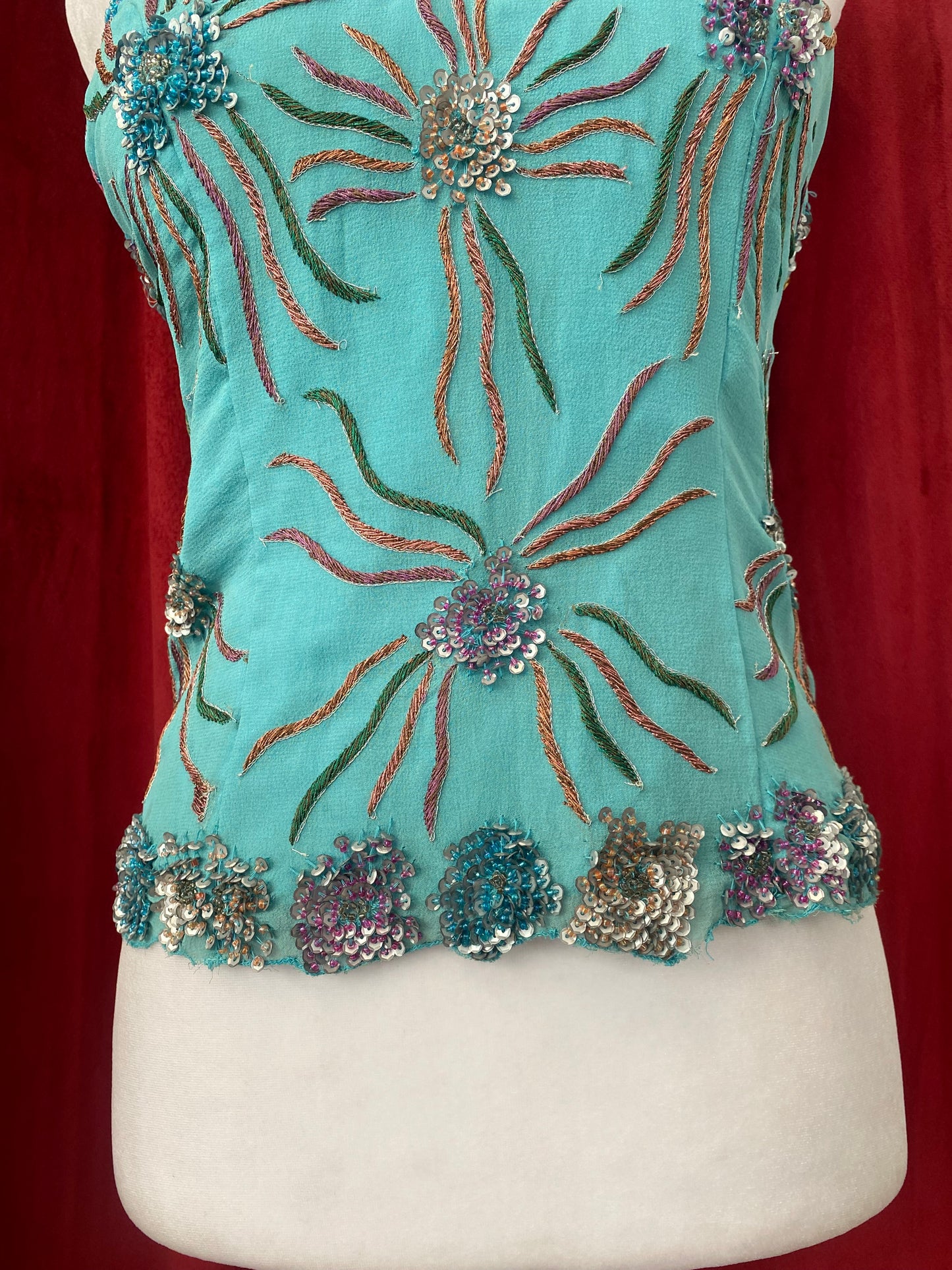 100% silk handbeaded lace up corset 🧜🏻‍♀️