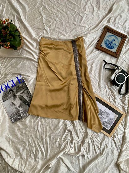 Brand new satin Toi&Moi gold skirt