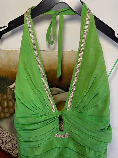 100% silk brand new haute couture two toned dress with sequin details