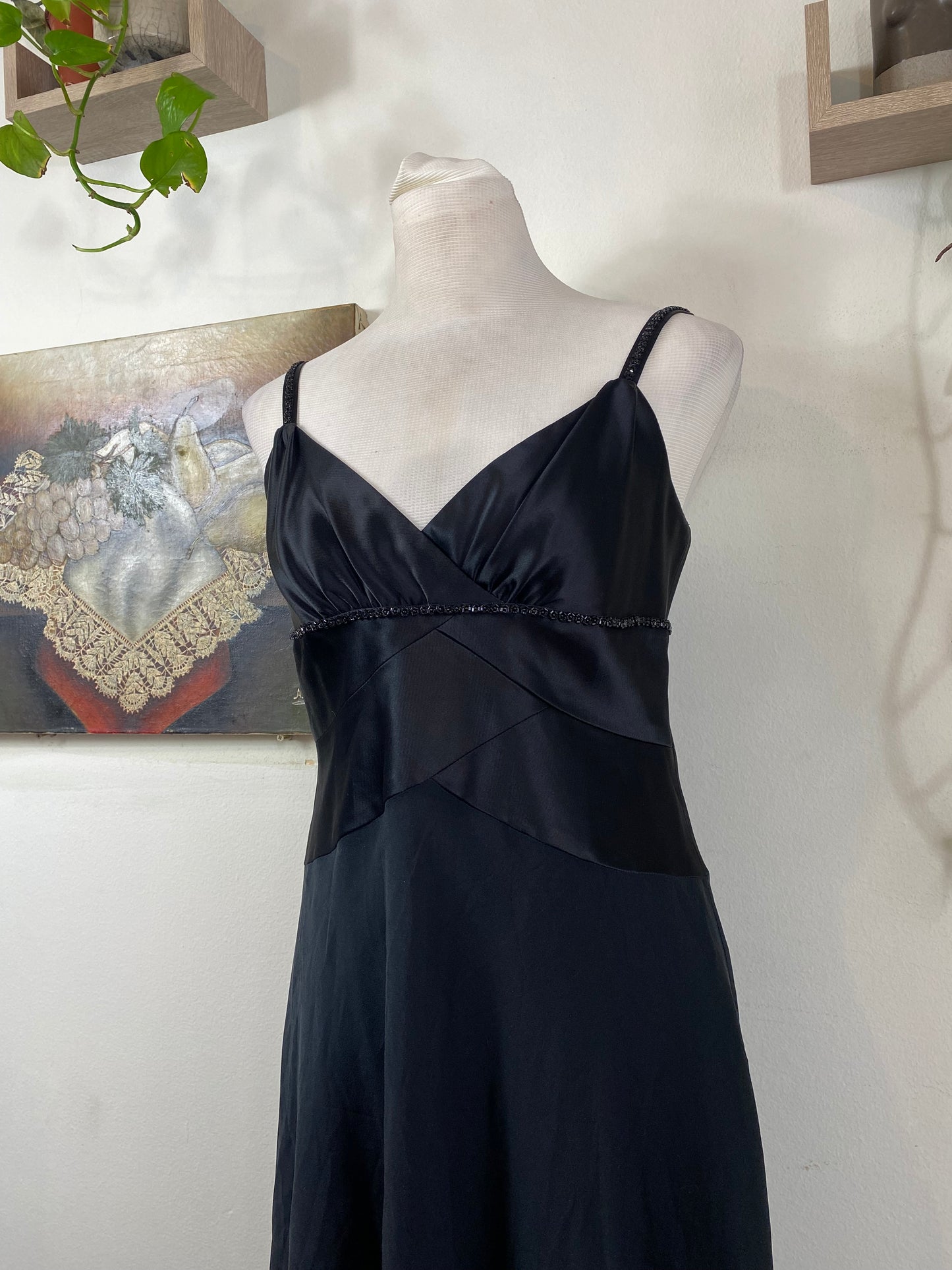 Black midi gown with sequin details