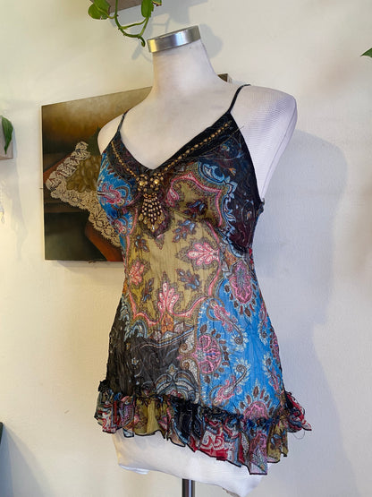 Silk based brand new multicoloured top